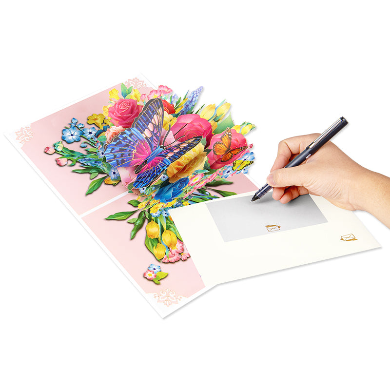 Wings of Joy Butterfly & Flower 3D Pop Up Greeting Card - Anniversary Mother's Valentine's Day
