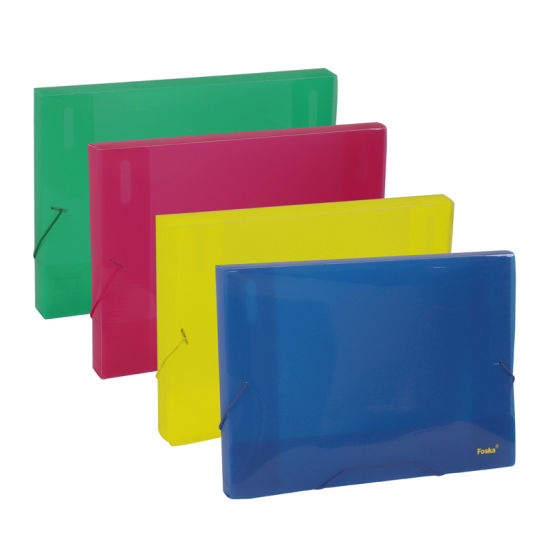 Pack of 12 A4 Coloured Translucent Box Files with Elastic Closure