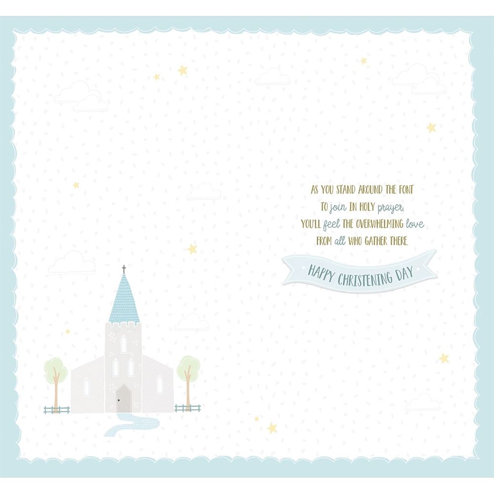 Chapel and Sentiment Verse Beautiful Grandson Christening Congratulations Card