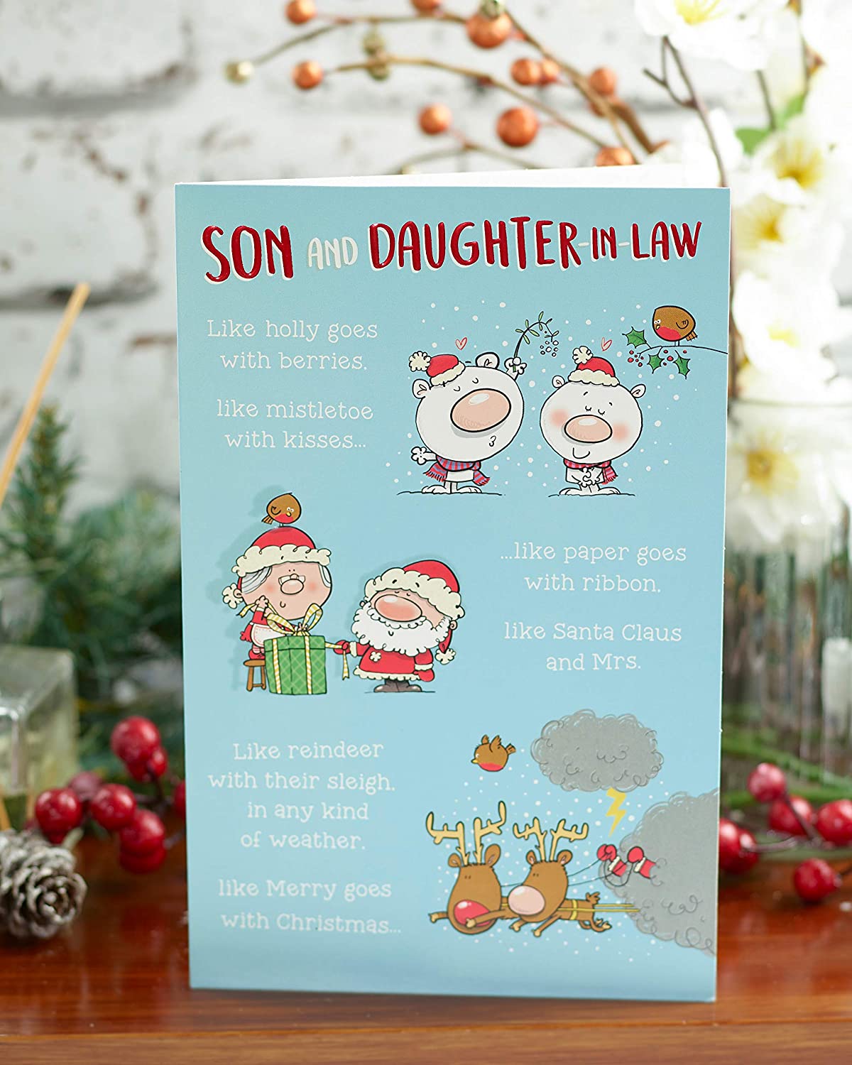 Son and Daughter in Law Christmas Card Special Couples Christmas Funny Festive Poem 