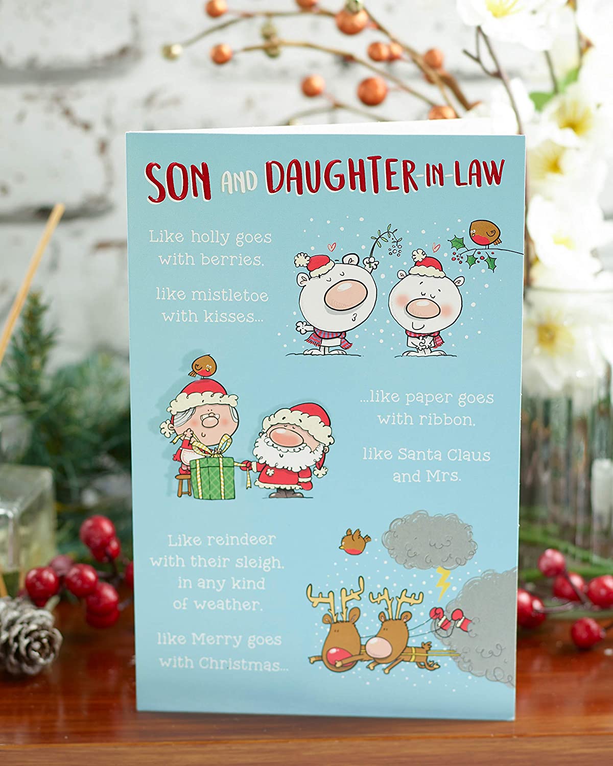 Son and Daughter in Law Christmas Card Special Couples Christmas Funny Festive Poem