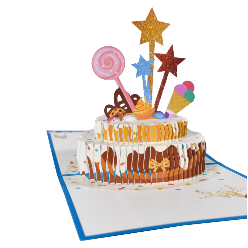 Blue Cake and Sprinkles Design 3D Pop Up Birthday Card