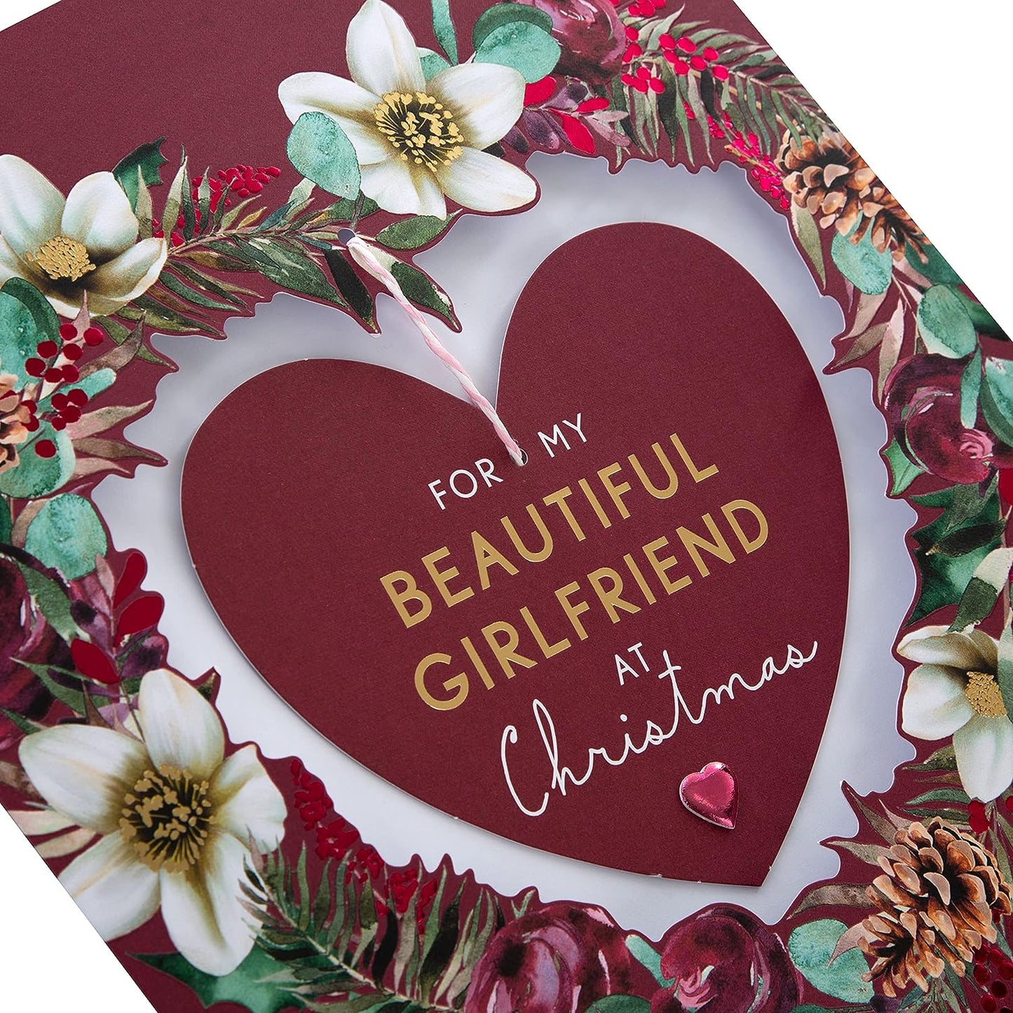 Traditional Heart and Verse Design Girlfriend Boxed Christmas Card