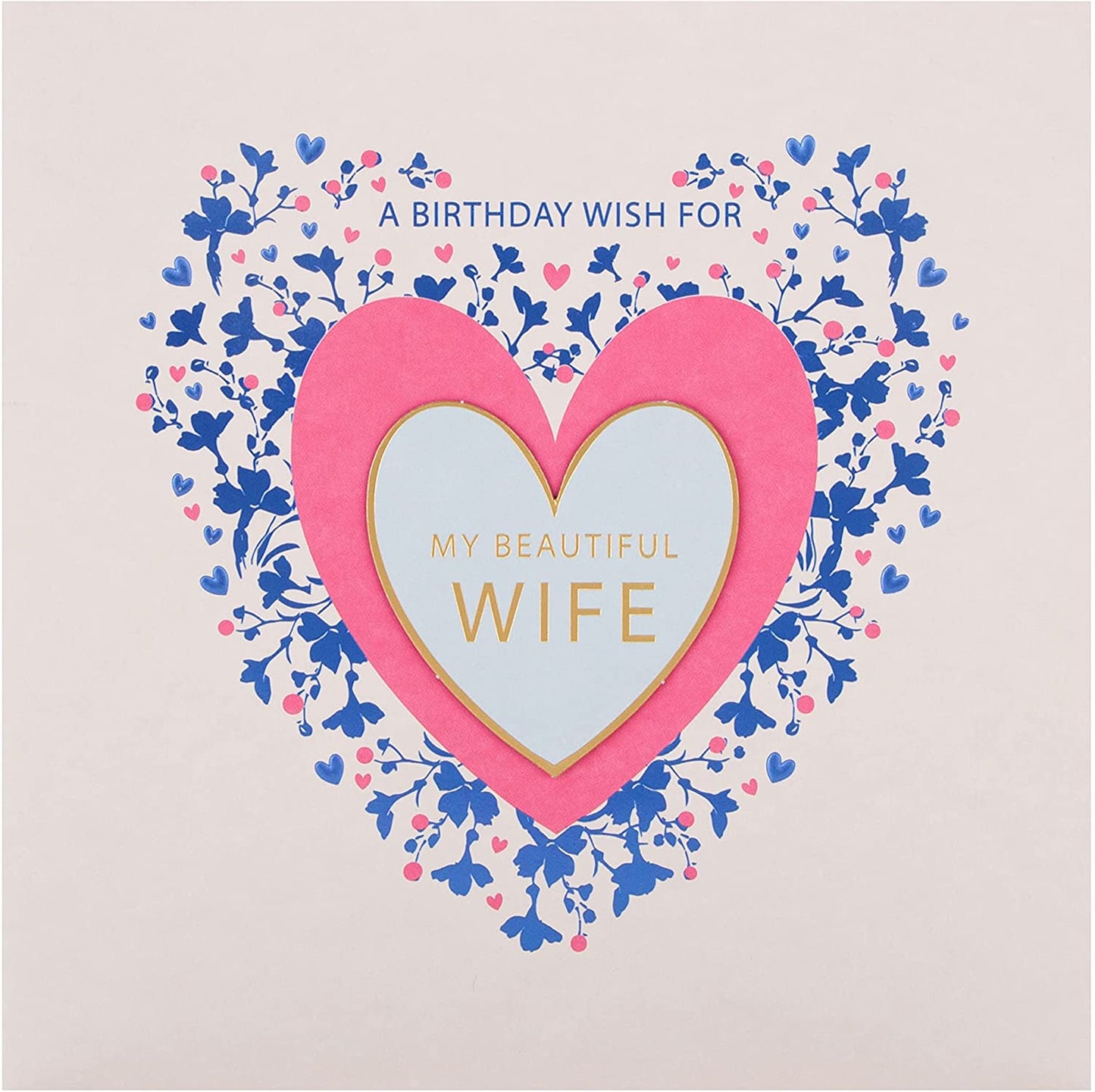 Contemporary Love Heart Design Large Birthday Card for Wife