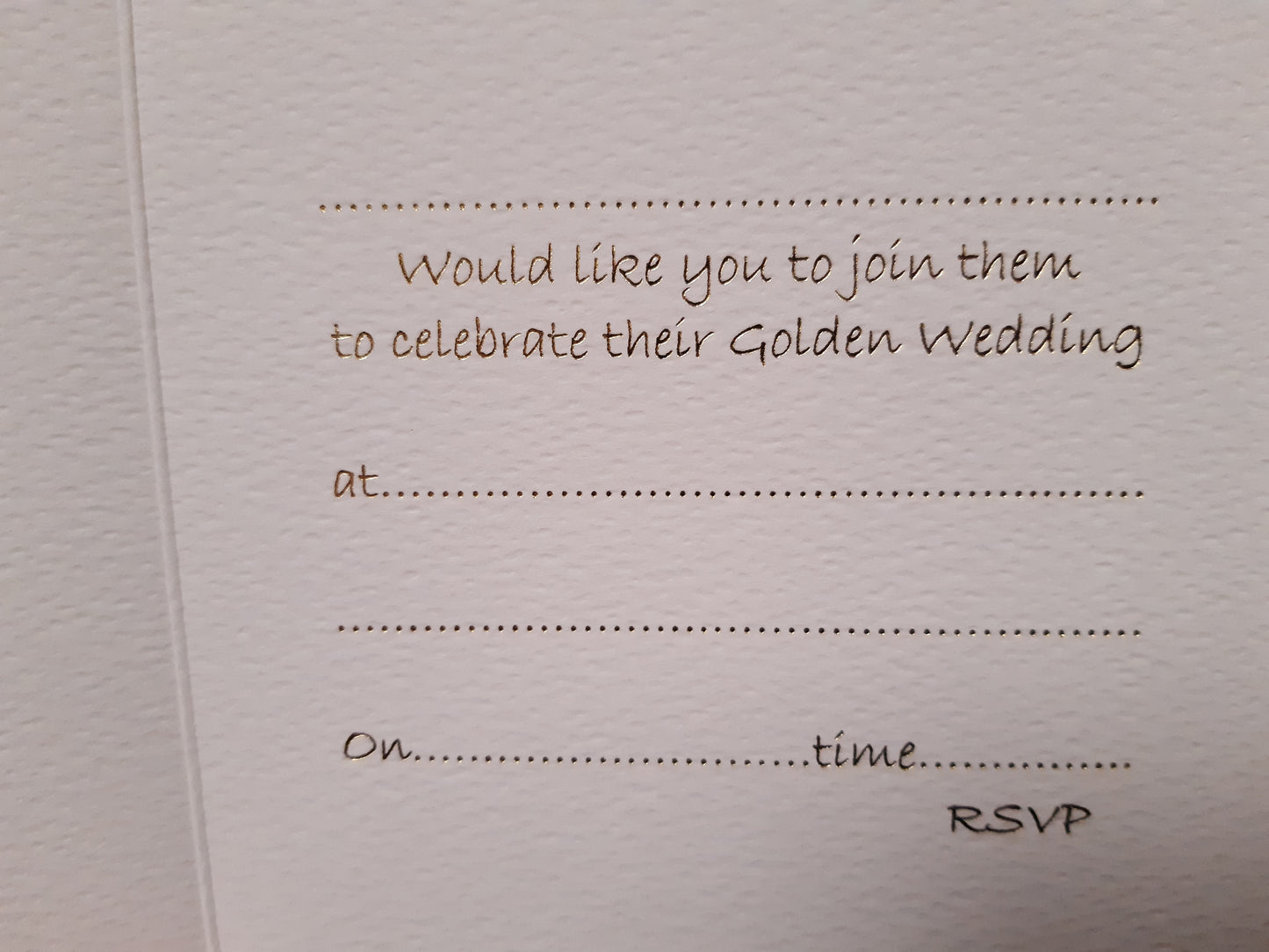 Golden Wedding Anniversary Invitations - Pack of 5