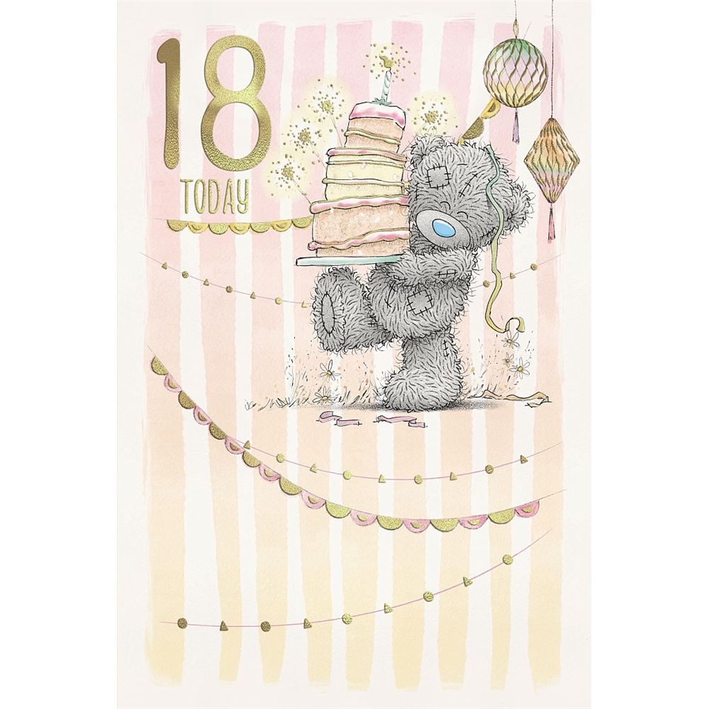 Bear With Cake 18th Birthday Card