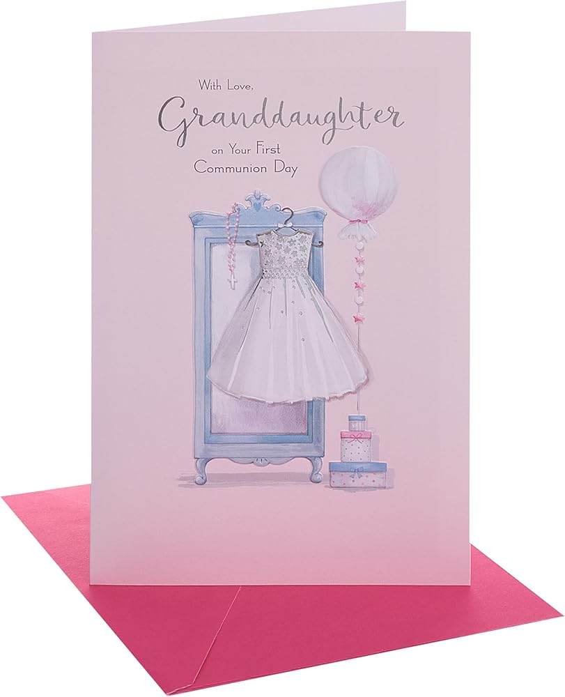 Beautiful Dress Design Granddaughter Communion Congratulations Card