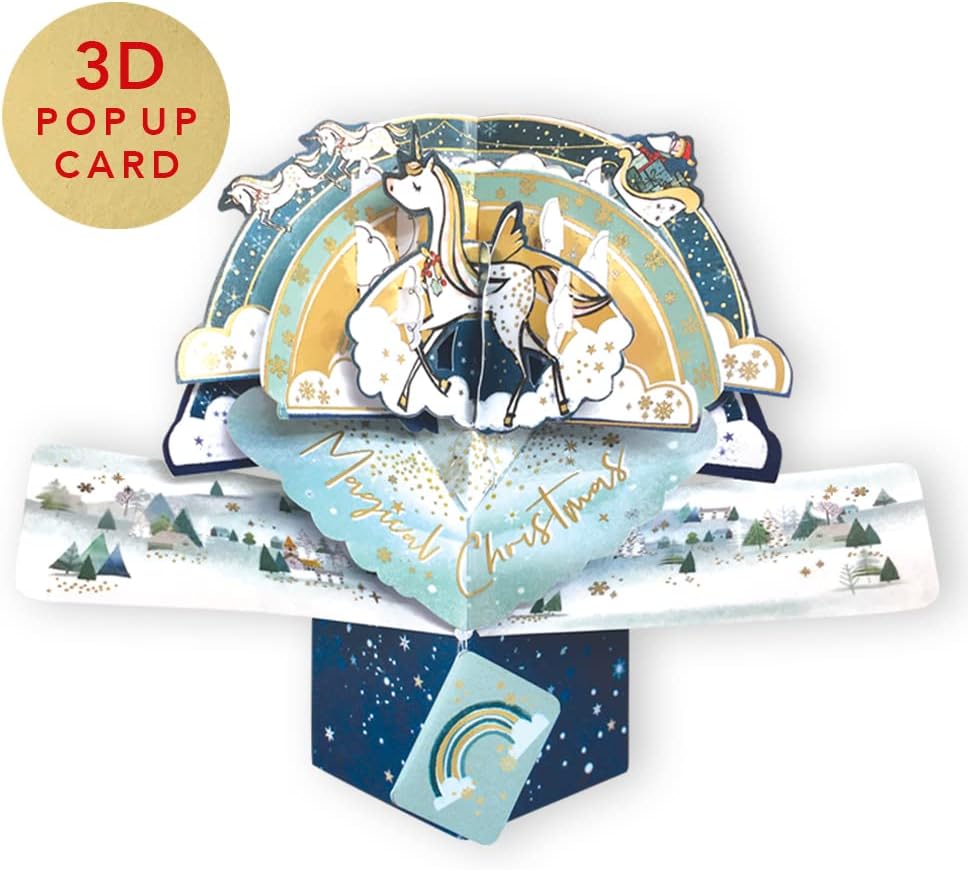 Magical Unicorn 3D Pop Up Christmas Greeting Card