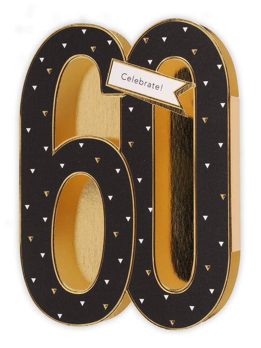 3D 60th Birthday Die Cut 60 Number Card for Her or Him
