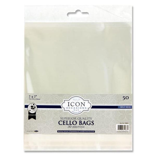 Pack of 50 7"x7" Self Seal Cello Bags by Icon Occasions