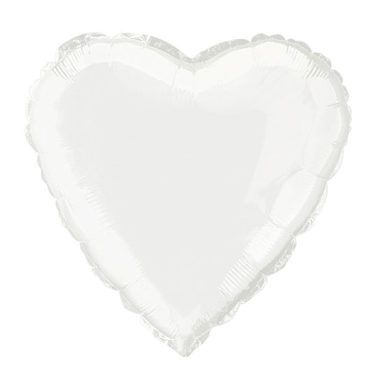 White Solid Heart Foil Balloon 18"