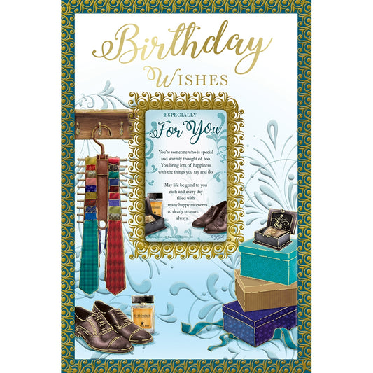 Birthday Wishes Open Male Keepsake Treasures Greeting Card