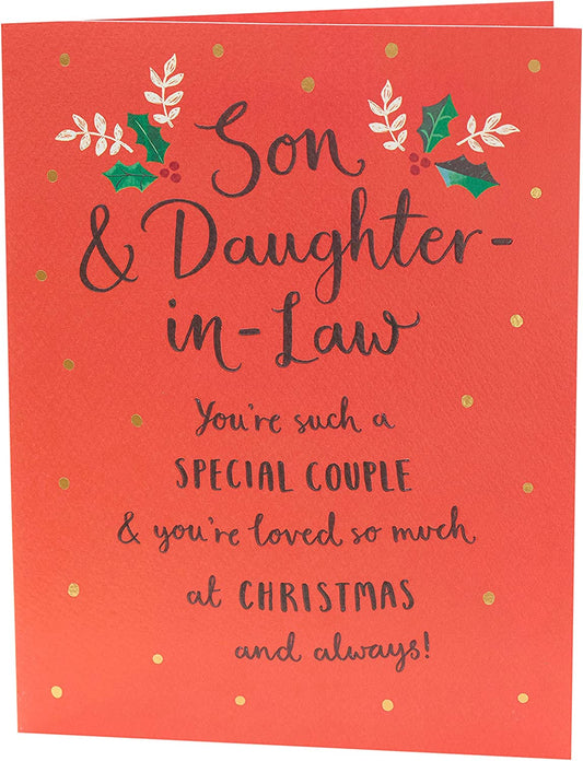 Son & Daughter In Law Typography Christmas Card