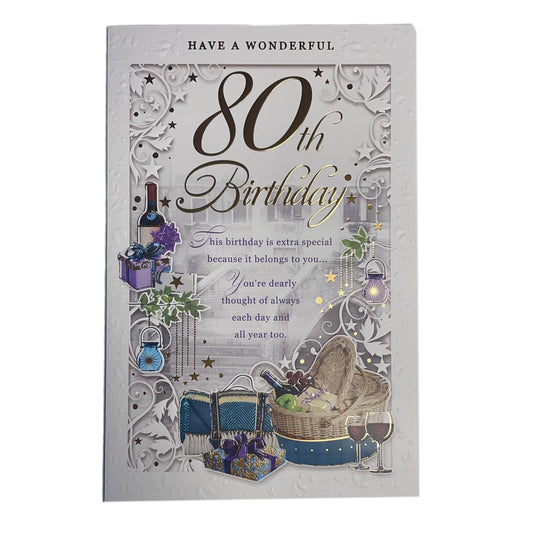 Have a Wonderful 80th Birthday Opacity Large Card