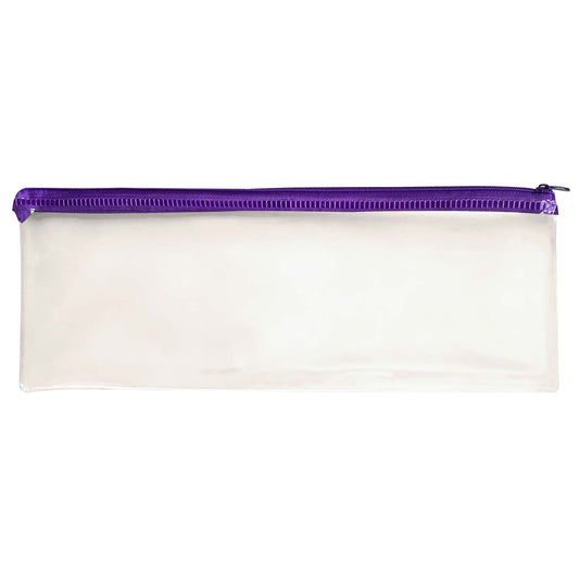 Janrax 13x5" Purple Zip Clear Exam Pencil Case