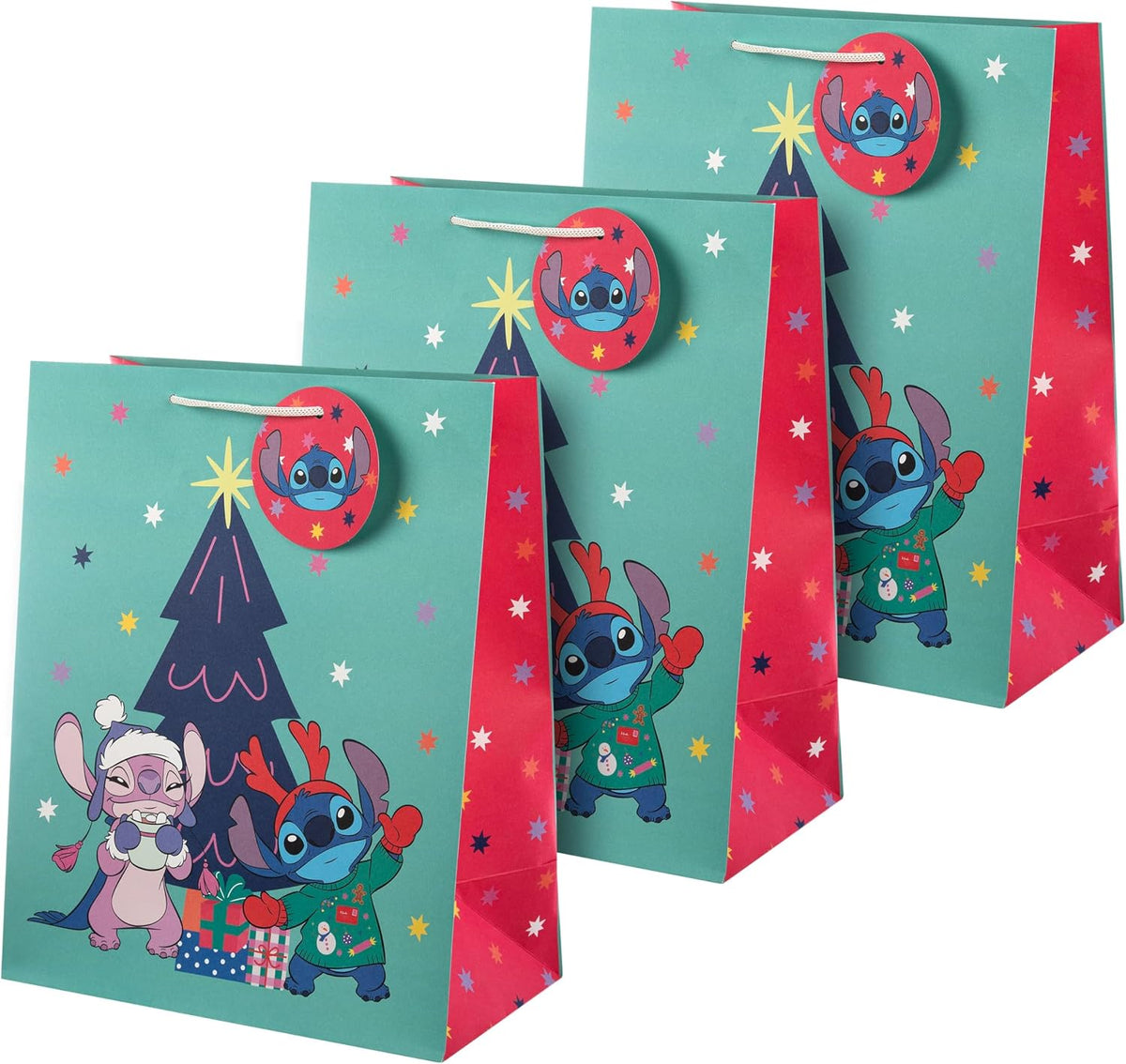 Disney Stitch 3 Pack Christmas Large Gift Bags