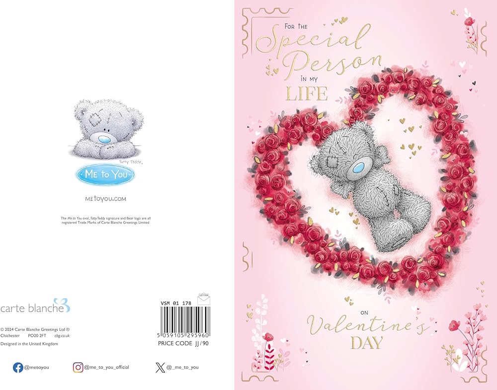 Bear Lying In Heart Shape Of Flower Special Person In My Life Valentine's Day Card