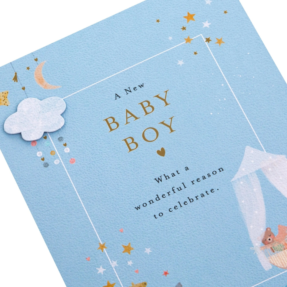 Crib & Toy Animals Design New Baby Boy Congratulations Card