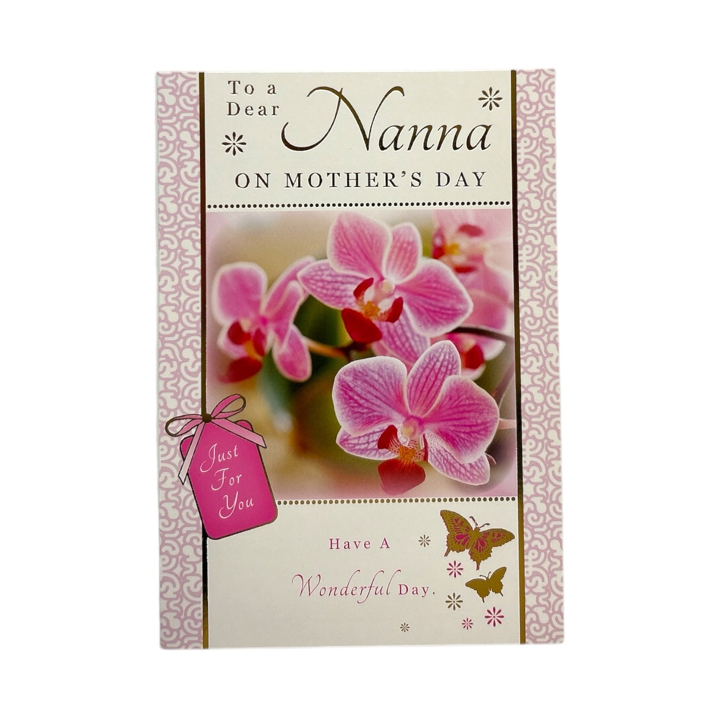 To Dear Nanna Pink Orchid Flowers Design Mother's Day Card