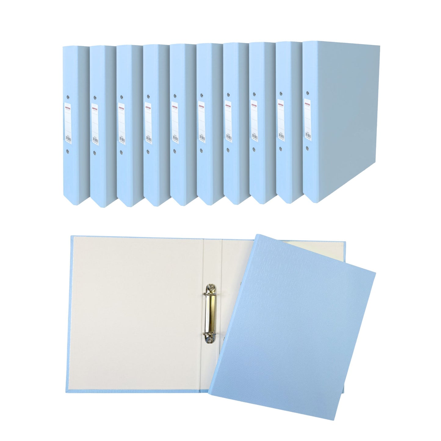 Pack of 10 A4 Pastel Blue Paper Over Board Ring Binders by Janrax