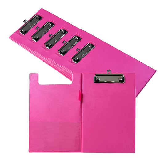 Pack of 6 A5 Pink Foldover Clipboards