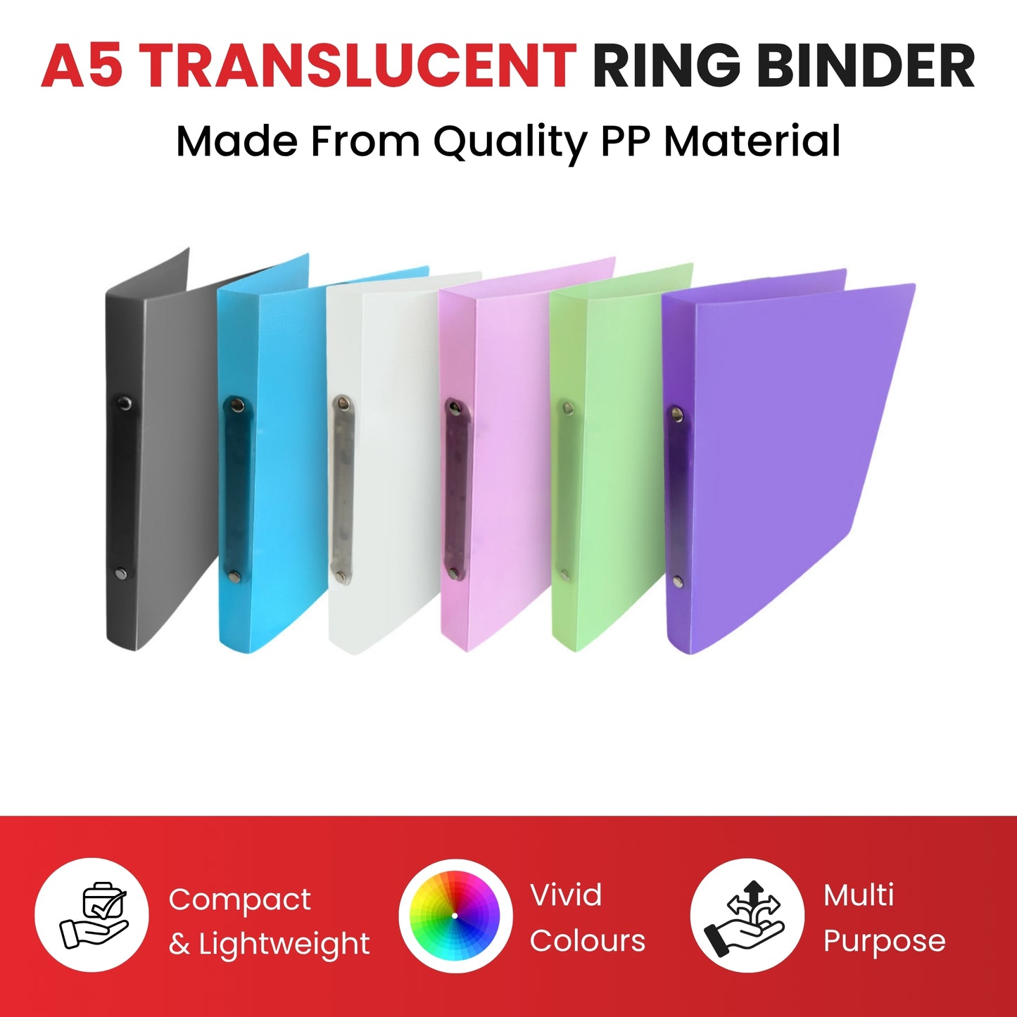A5 Slim Black Translucent Ringbinder