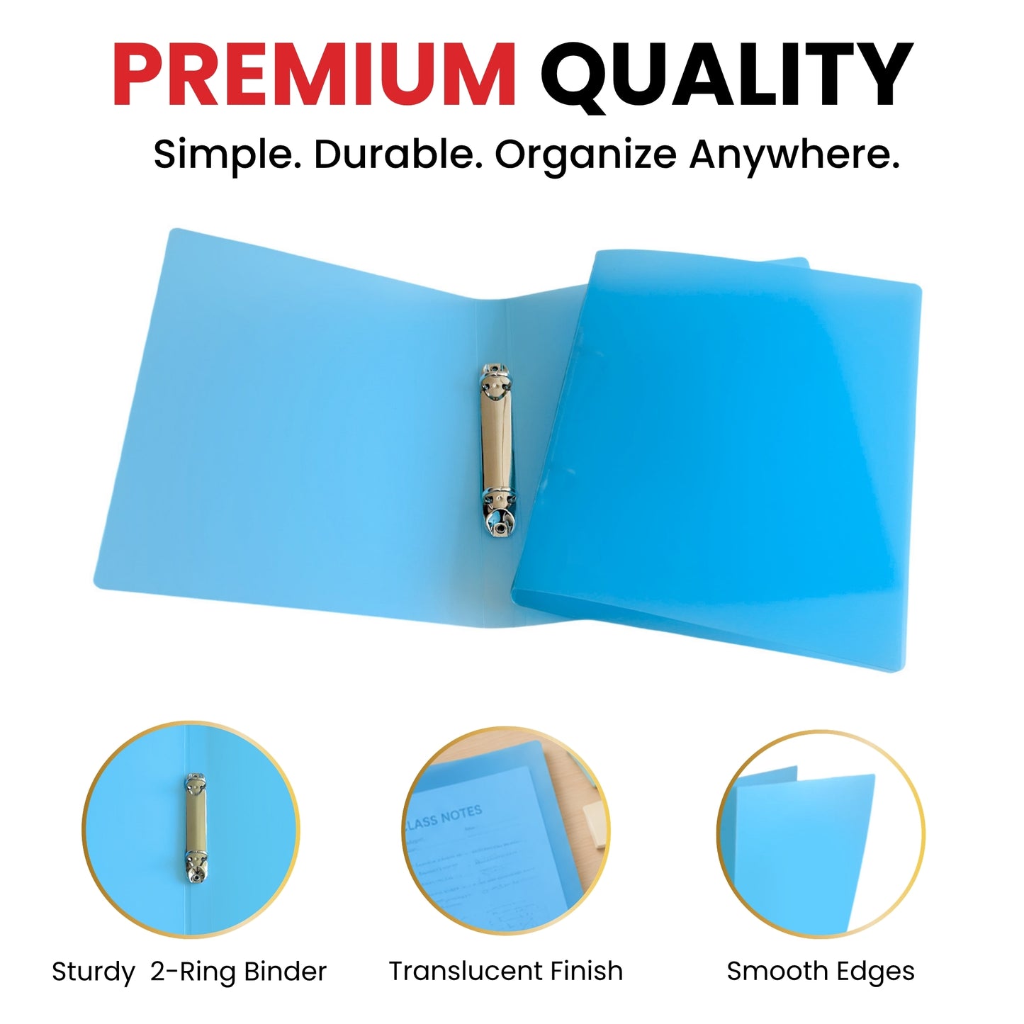 A5 Slim Blue Translucent Ringbinder
