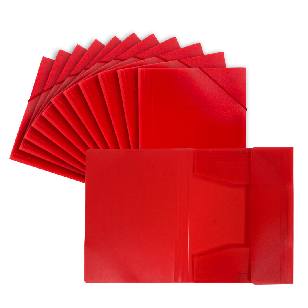 Pack of 120 A4 Clearview Red 3 Flap Folders with Elasticated Closure