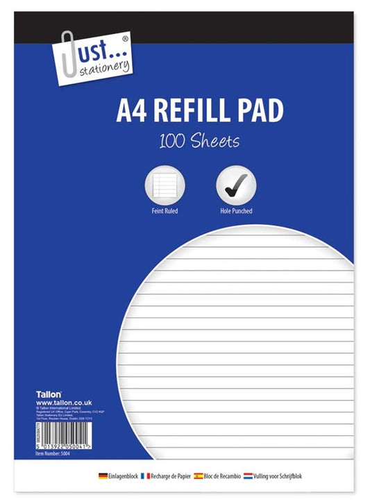 Just Stationery 100 Sheets A4 Refill Pad