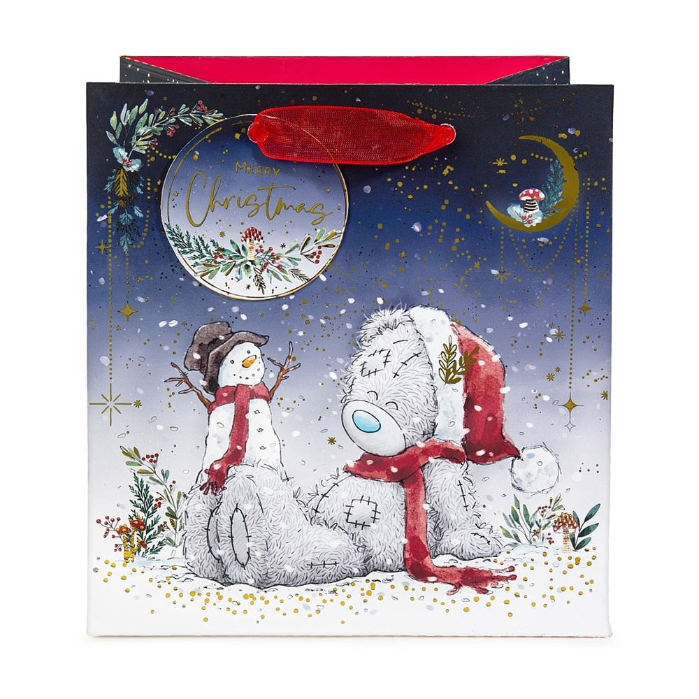 Bear with Snowman Small Christmas Gift Bag