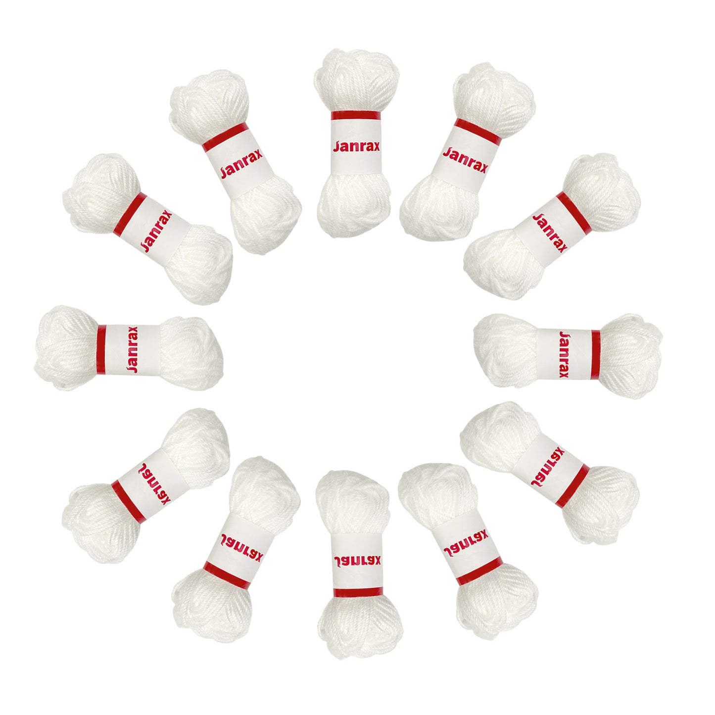 Pack of 10 White Acrylic Yarn Rolls – 10g each, 4 Strand 8 Ply Knitting Wool