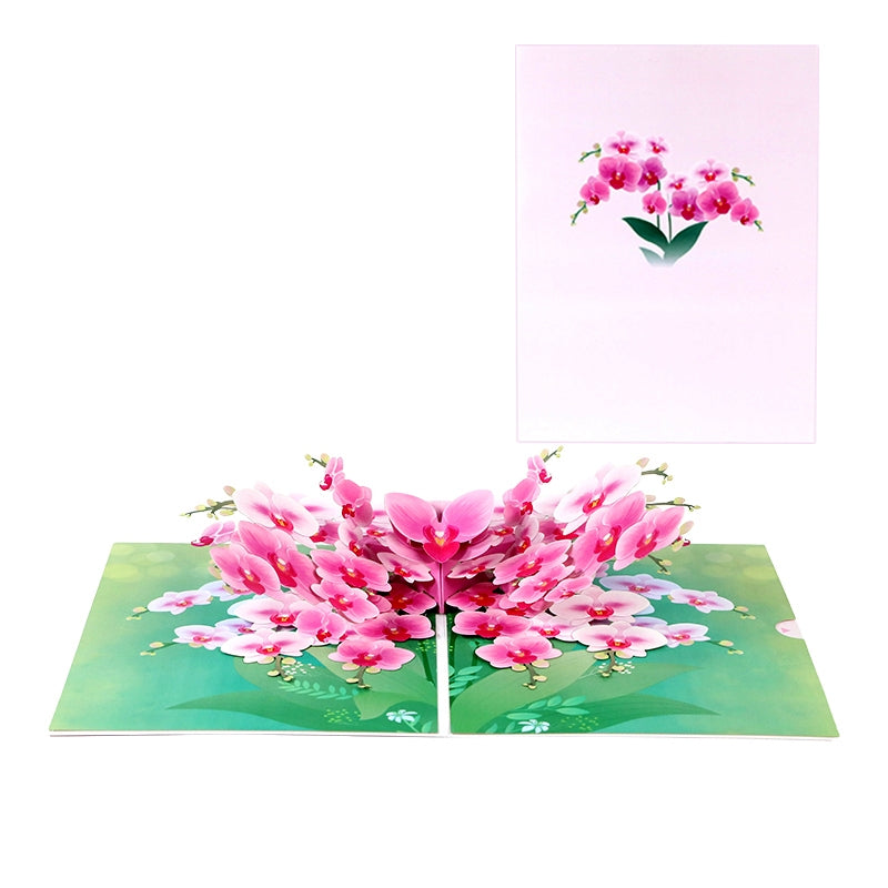 Orchid Elegance Floral 3D Pop Up Greeting Card - Mother's Day Thank You Birthday