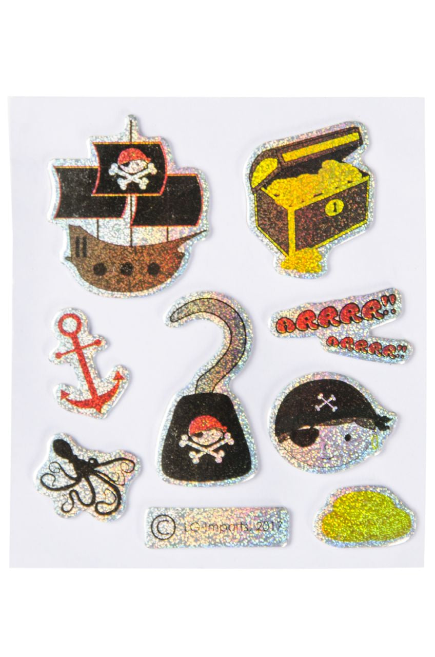 Pack of 12 Shiny Pirate Design Stickers