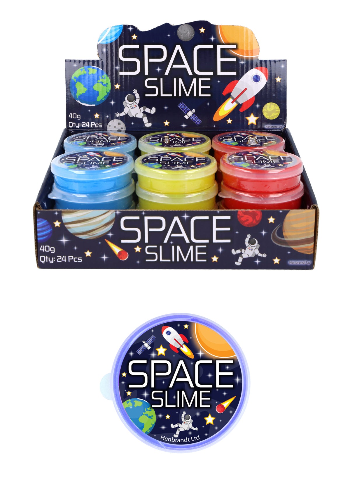 Pack of 12 Space Slime Tubs - Pocket Money Toys Party Bag Filler