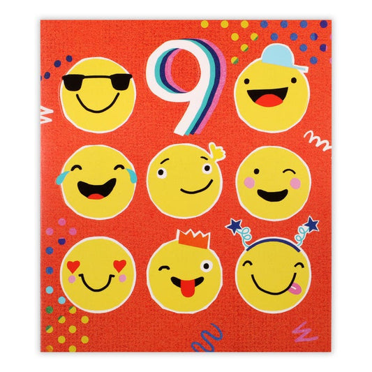 9th Emoji Age 9 Birthday Card