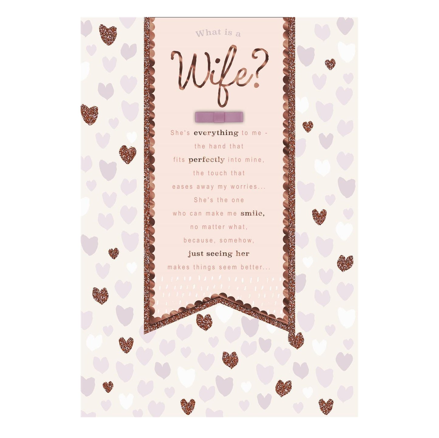 Wife Anniverssary Card Glitter Finished Heart Design