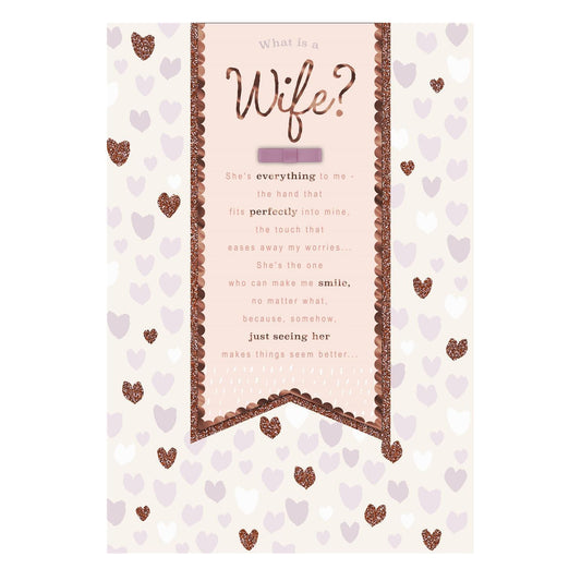 Wife Anniverssary Card Glitter Finished Heart Design 