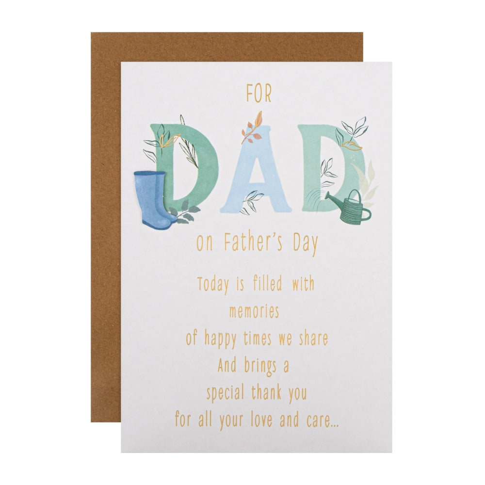 Traditional Poetic Verse with Gold Foil and 3D Add On For Dad Father's Day Card