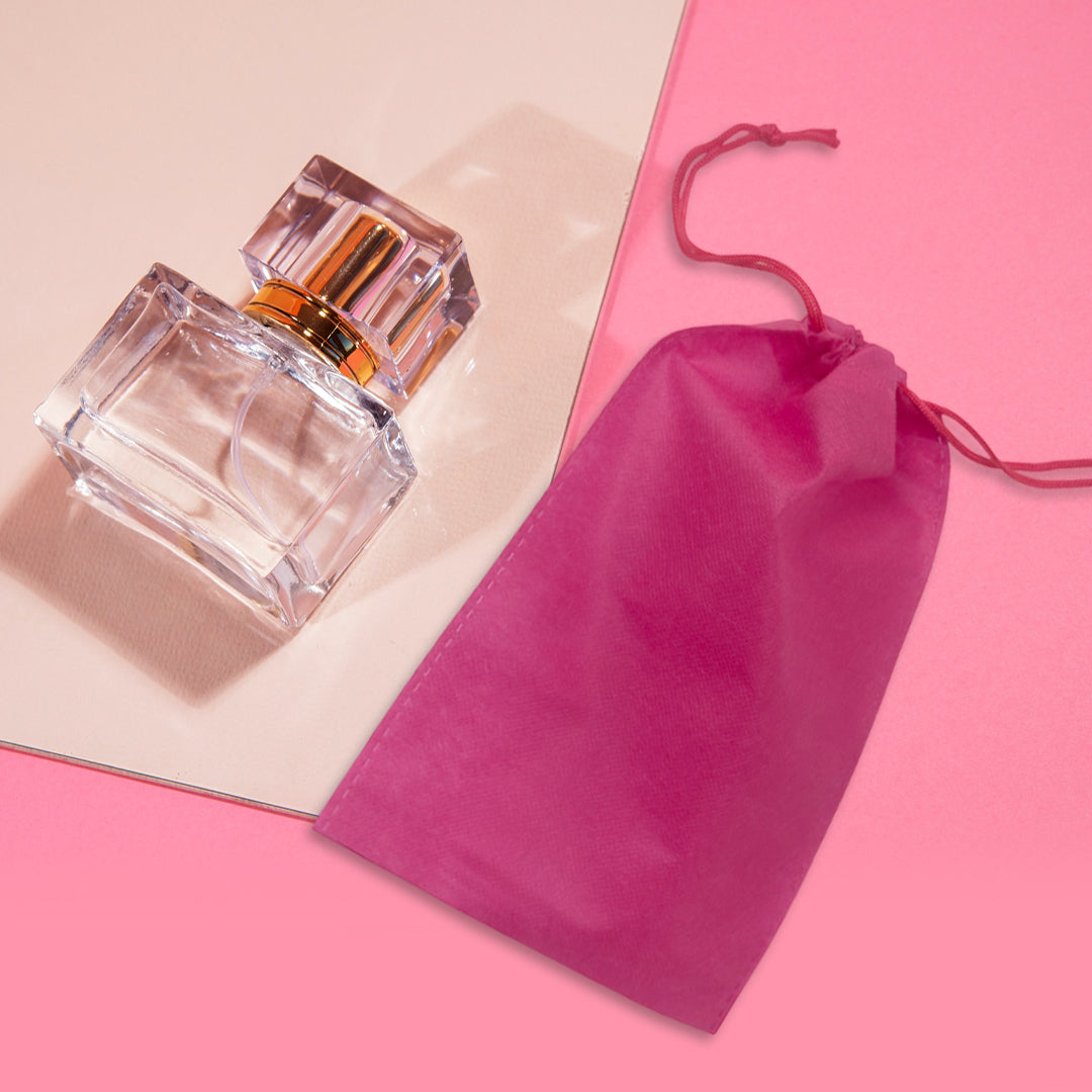 Pack of 50 Pink Coloured 25x16cm Non-Woven Drawstring Bags