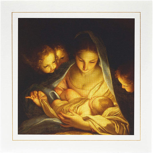 Religious Christmas Card Traditional Virgin Mary and Baby Jesus Design