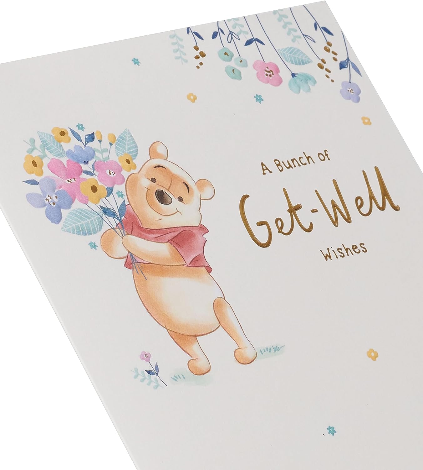 Flower Design Winnie The Pooh Get Well Soon Card