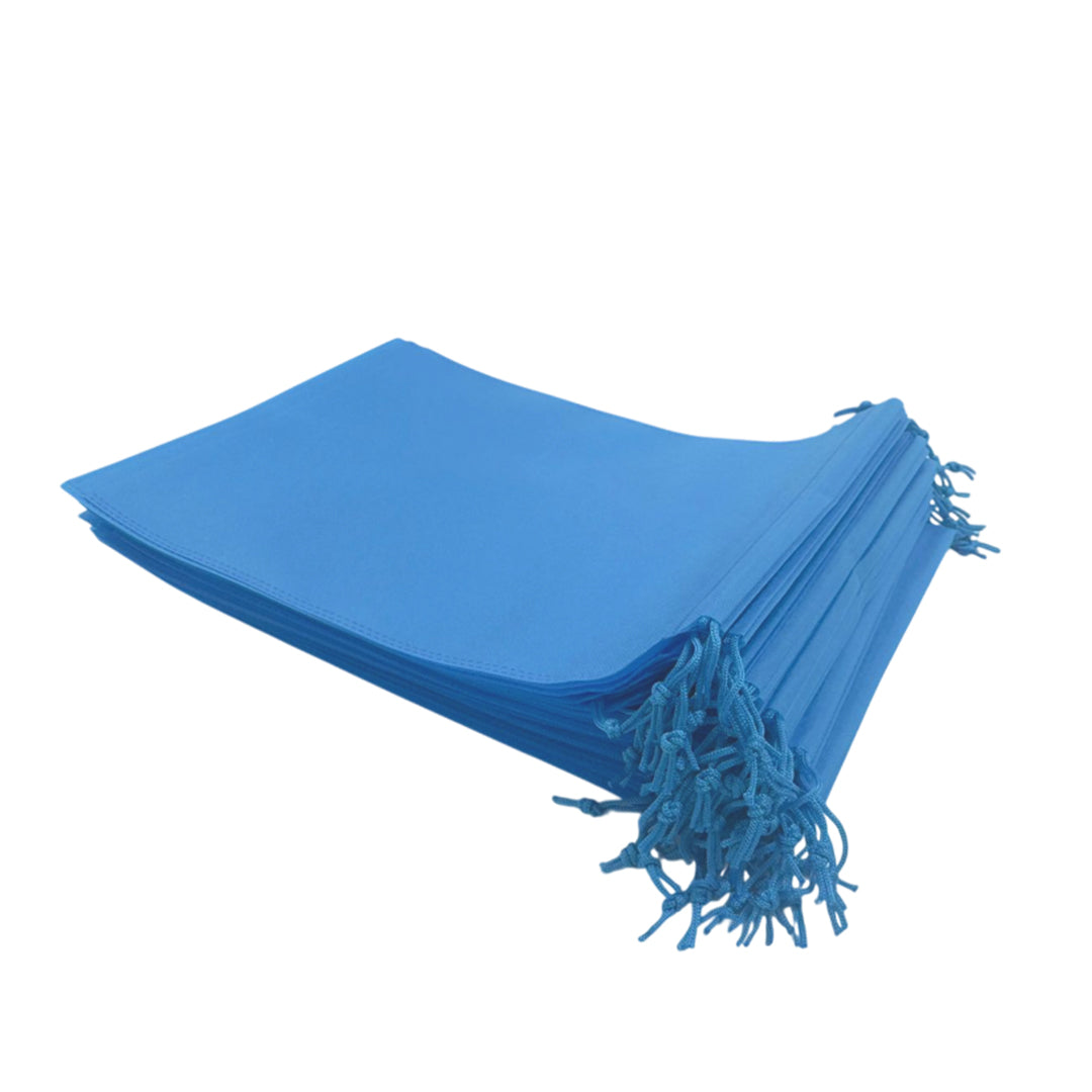 Pack of 50 Light Blue Coloured 32x22cm Non-Woven Drawstring Bags