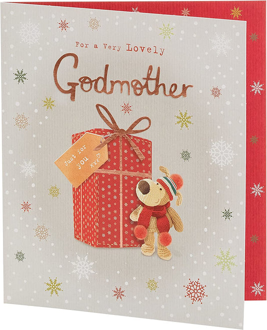 For Godmother Boofle with Large Present Christmas Card