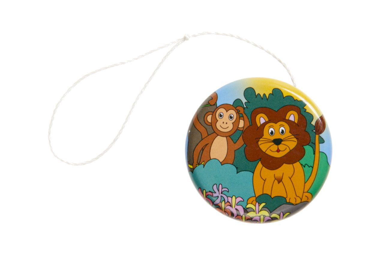 Pack of 24 Metal Yo-Yo Wild Animals Return Tops