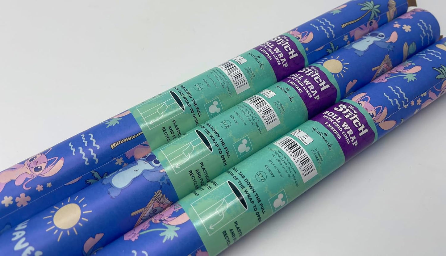 Disney Lilo & Stitch Wrapping Paper 3 x 2 Metre Rolls Perfect for Birthday, Christmas and Christenings