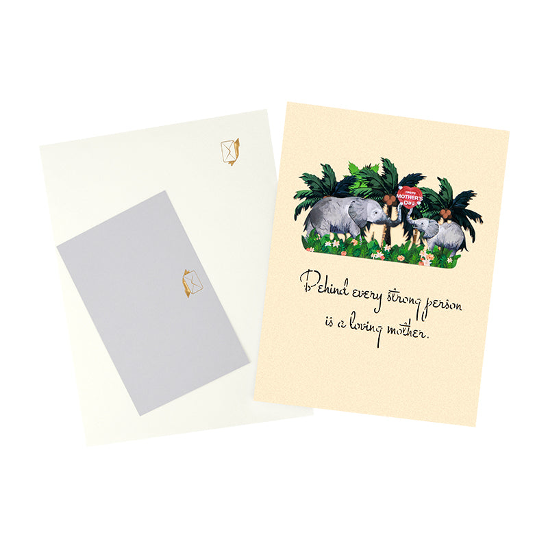 Elephants in Green Foliage Scene Celebrating Mother’s Day 3D Pop Up Card