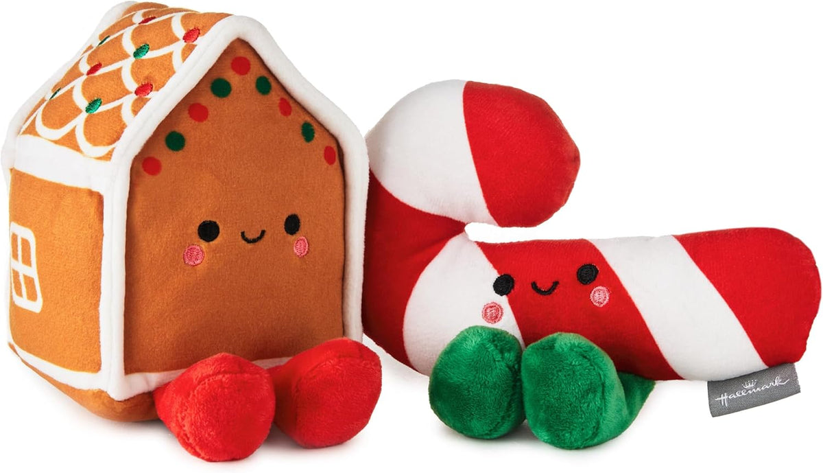 Better Together Gingerbread House and Candy Cane Magnetic Plush Pair