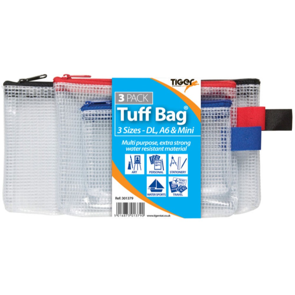 Tiger Triple Pack of Tuff Bags - 3 Sizes: A6, Mini & DL