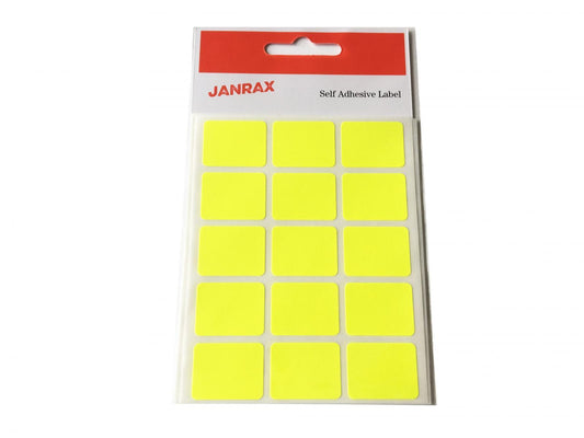 Pack of 60 Fluorescent Yellow 19x25mm Rectangular Labels - Adhesive Stickers