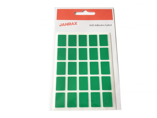 Pack of 125 Green 12x18mm Rectangular Labels - Adhesive Stickers